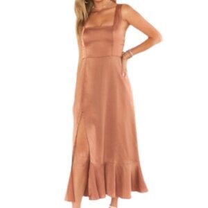 Show Me Your Mumu Claire Midi Dress In Copper Luxe Satin